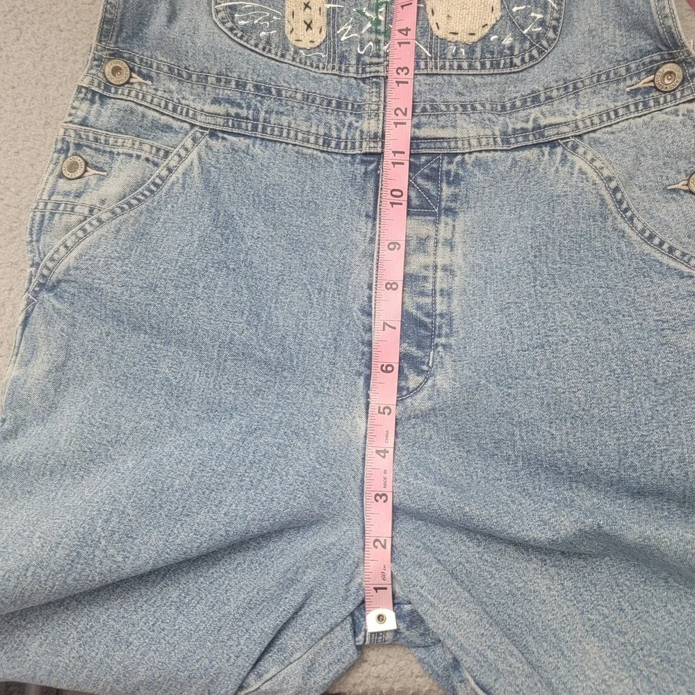 Gap Kids Girls Medium Wash Denim Bib Overalls Size XXL (14-16) Loose Embroidered